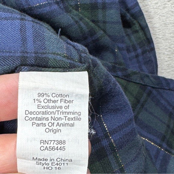 J.Crew Factory Soft Flannel Lightweight Plaid Blue Green Pocket Tunic Top Small - Picture 15 of 15